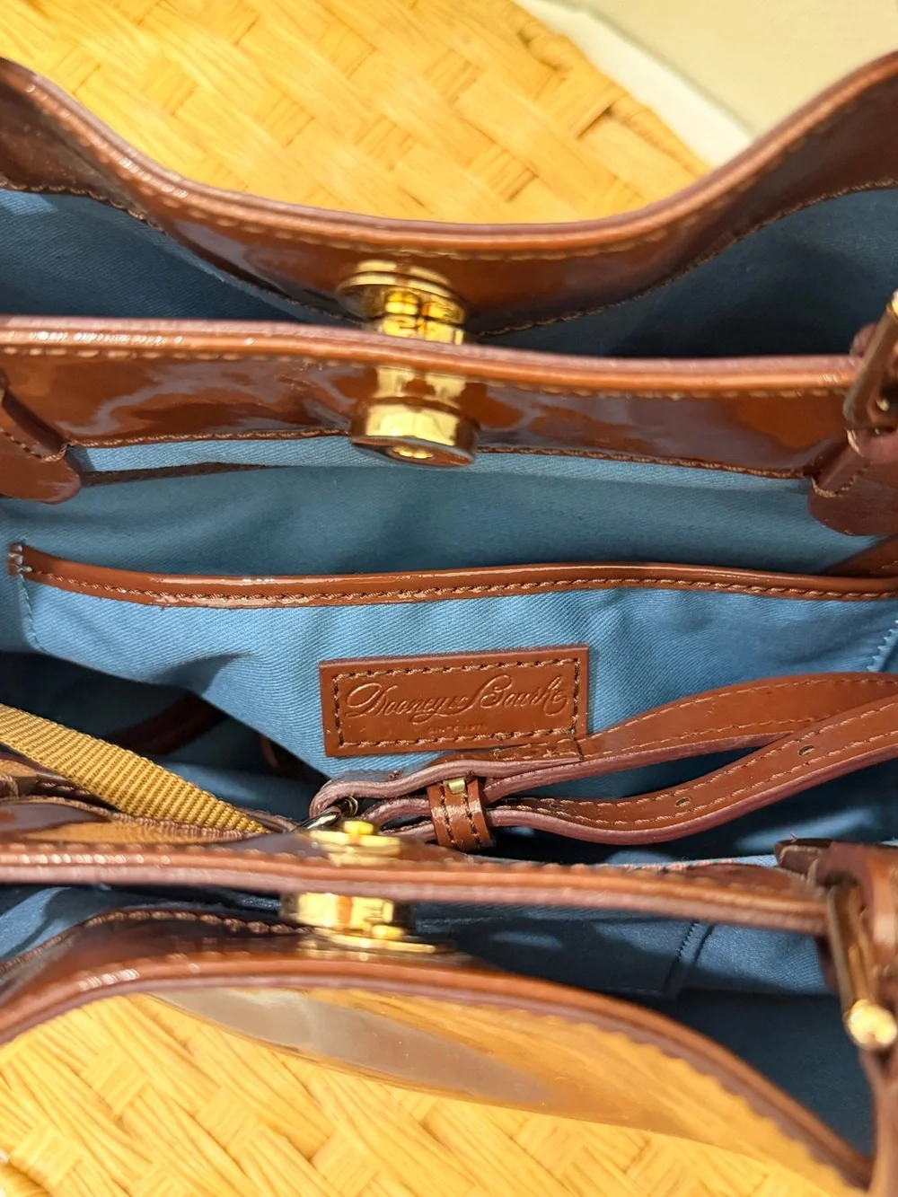 Dooney & Bourke Glossy Brown Patent Satchel